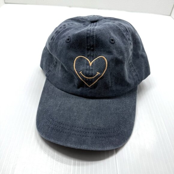 Cinq à Sept Denim Hat Women's Heart Smiley Face Cap Blue Dad Hat OS NWOT Comfy - Picture 2 of 8